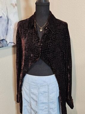 Vintage Casual Corner Animal Print Silk Blend Button-Up Blouse Collared 14 Plus